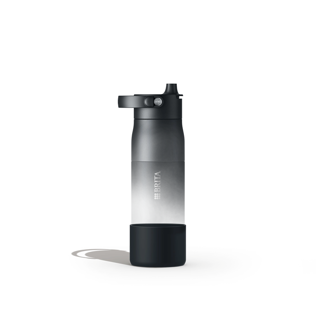 Black silicone boot for BRITA LARQ water bottle.
