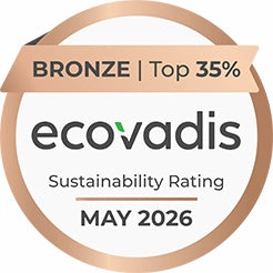 Signet of the Ecovadis Sustainability Rating with bronze top 35% label.