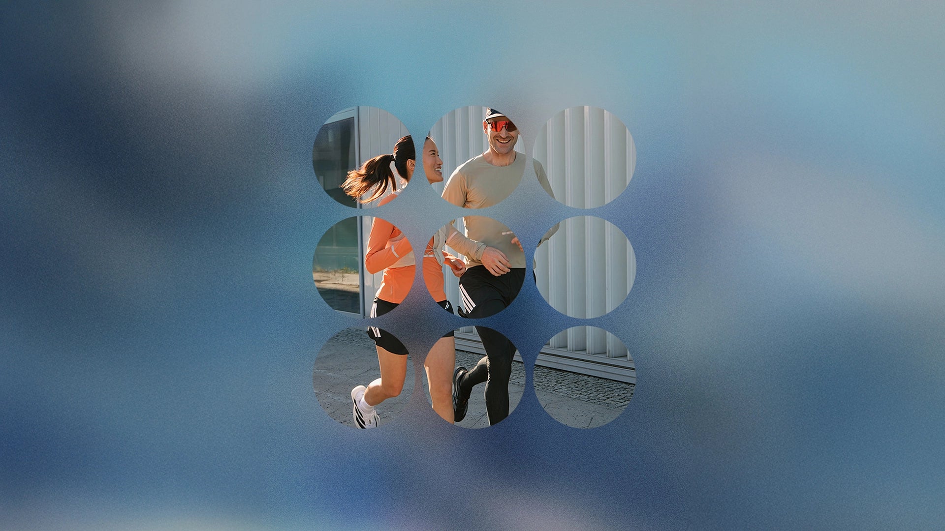 Carica video: A man and a woman, both athletic, get ready for a run, followed by action shots of them running.