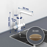 BRITA 3-way tap rectangle with dimensions